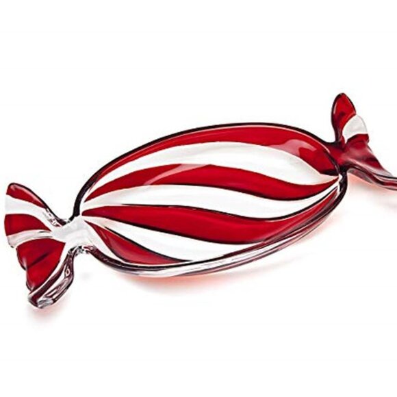 Macys Peppermint Shaped Candy Snack Serving Dish Christmas New Year Party Gift - Picture 6 of 8